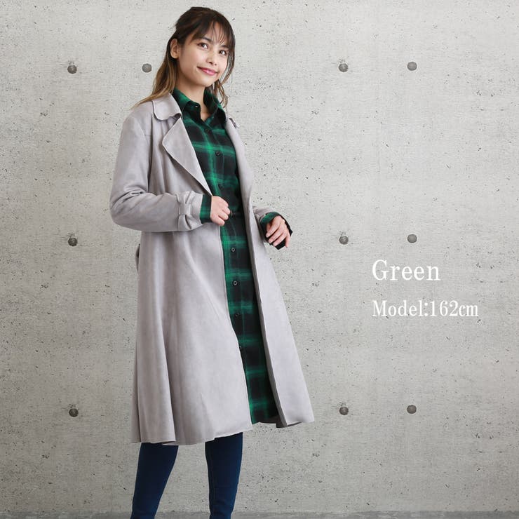 チェック柄シャツワンピース ロングカーディガン 長袖[品番