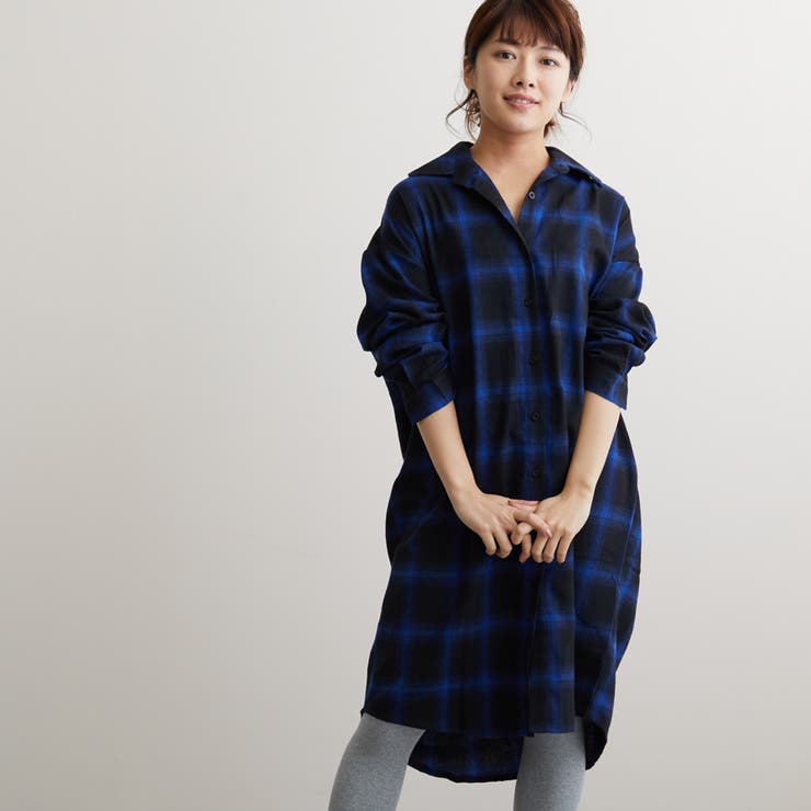 MB Lucas Cachette☆カシェット☆青系チェック柄 シャツワンピ