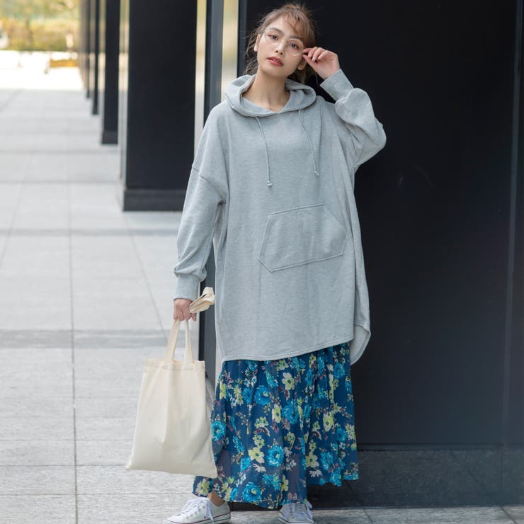 オーバーサイズ パーカーワンピース b832[品番：XL000001727]｜SLENDER