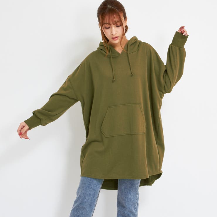 オーバーサイズ パーカーワンピース b832[品番：XL000001727]｜SLENDER