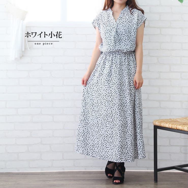 水玉 小花柄ｖネックワンピース ガーリー 品番 Xl Slender スレンダー のレディースファッション通販 Shoplist ショップリスト