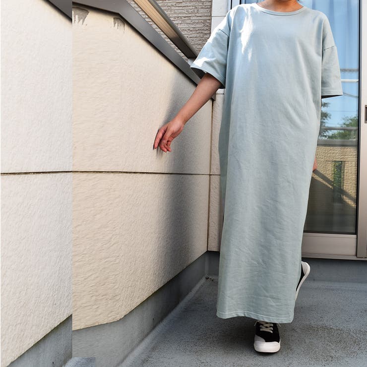 ポケット付きゆったりロング丈スウェットワンピース ビッグシルエットTシャツワンピ… | SLENDER | 詳細画像19 