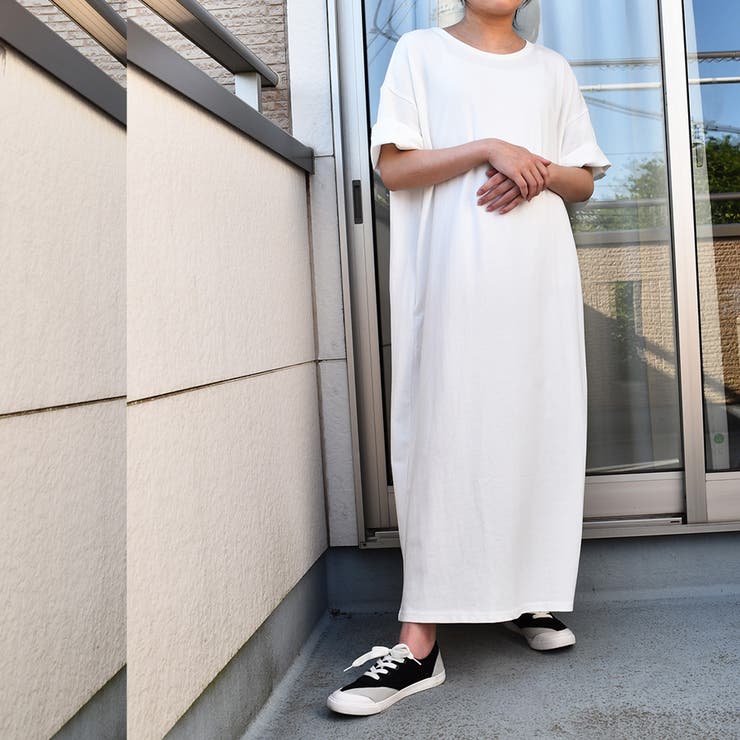 ポケット付きゆったりロング丈スウェットワンピース ビッグシルエットTシャツワンピ… | SLENDER | 詳細画像8 
