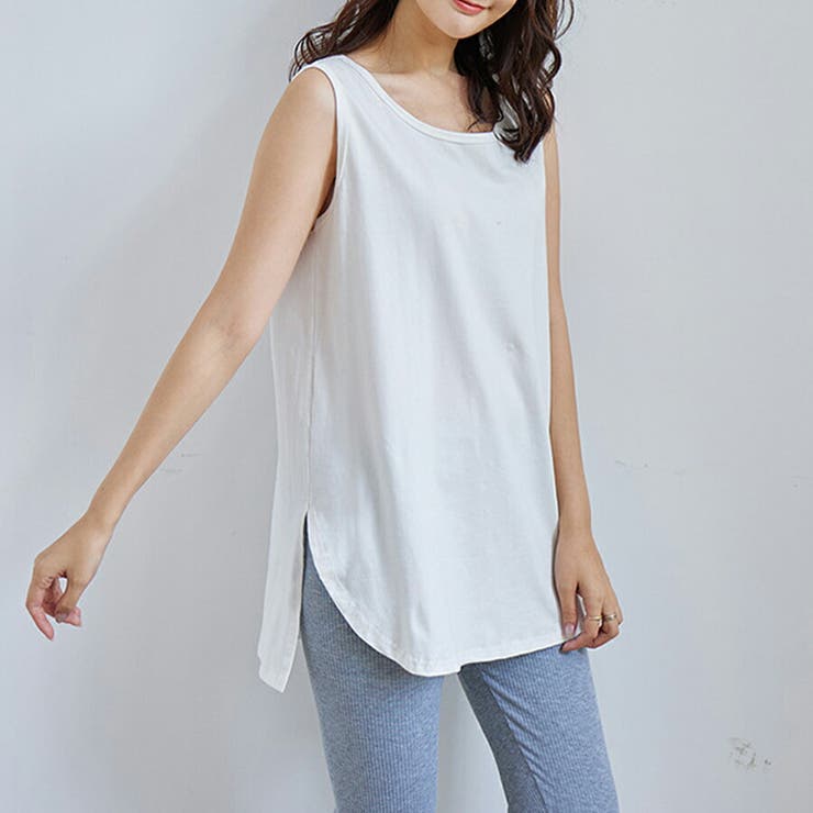 ロングタンクトップ シンプル 重ね着[品番：XL000002149]｜SLENDER