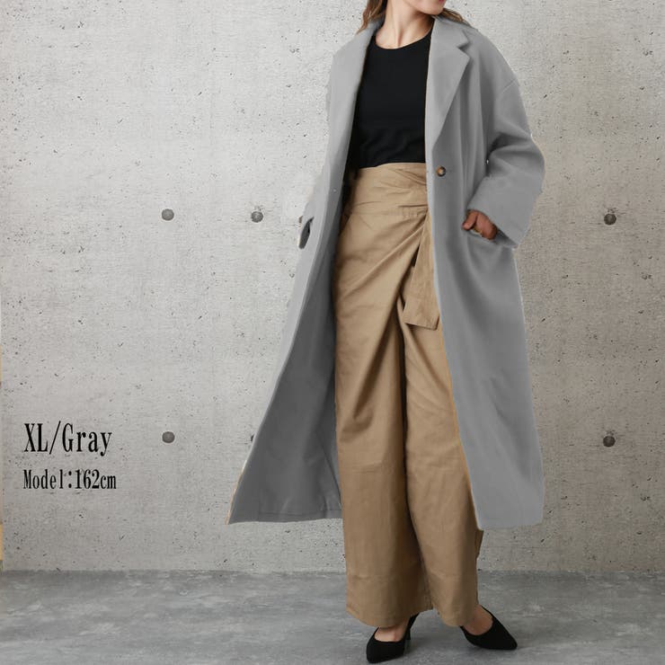 グレンチェックチェスターコート ロングコート ウールコート[品番