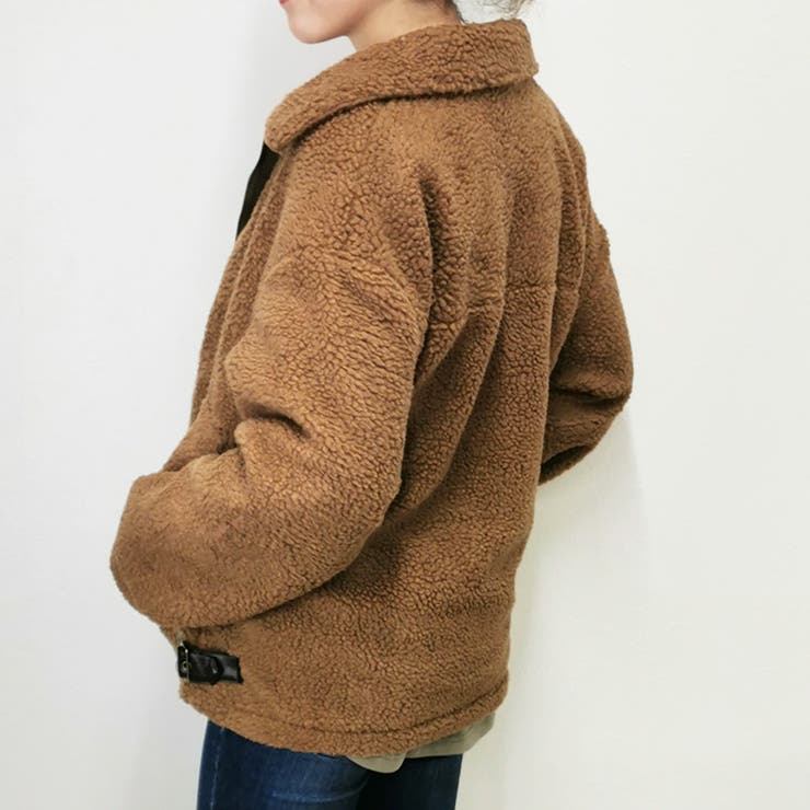 オーバーサイズボアジャケット ホワイト グレー[品番：XL000001724 