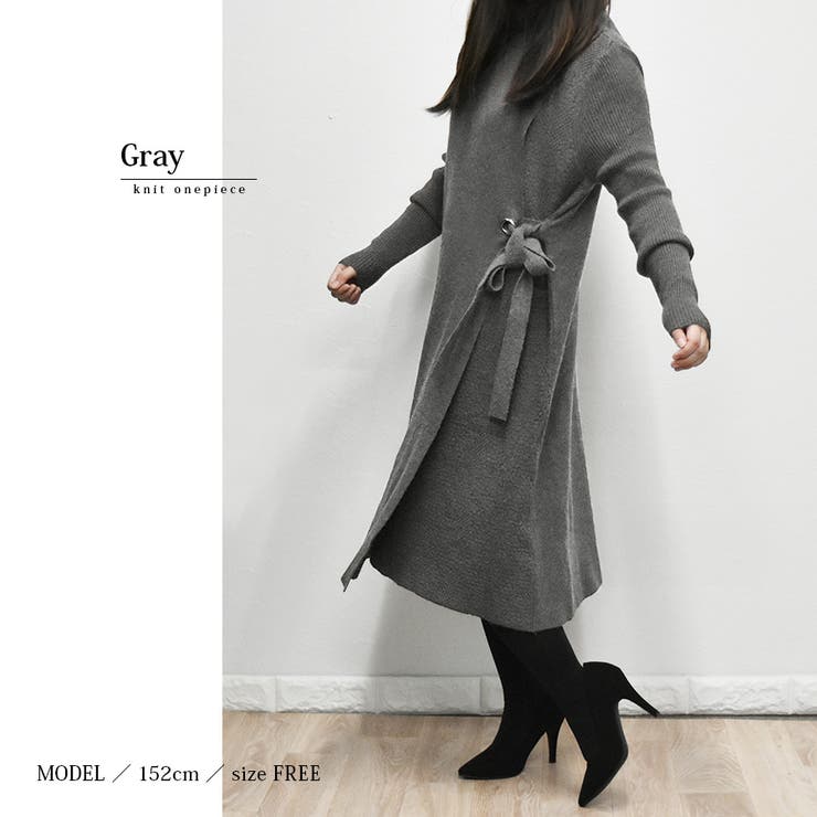 サイドリボンニットワンピース タートルネック ハイネック 品番 Xl Slender スレンダー のレディースファッション通販 Shoplist ショップリスト