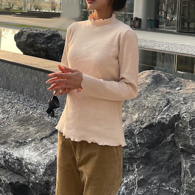 リブハイネックメロウトップス コットン100％ 綿100%[品番