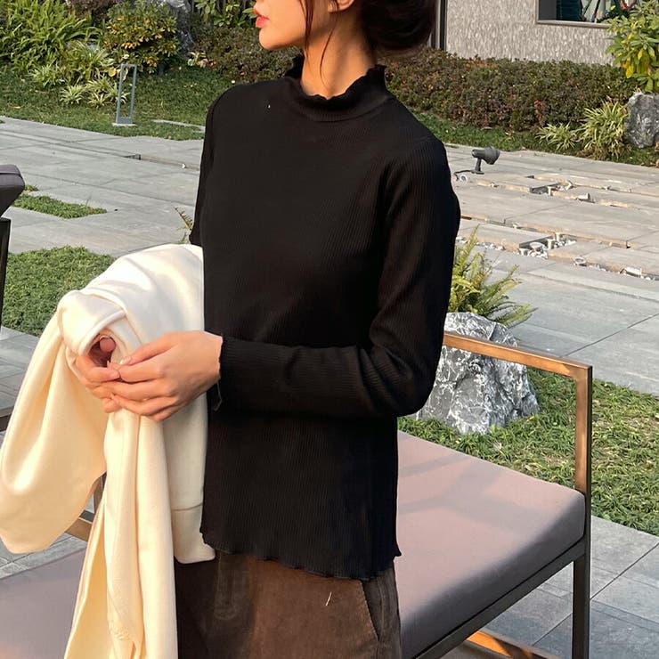 リブハイネックメロウトップス コットン100％ 綿100%[品番