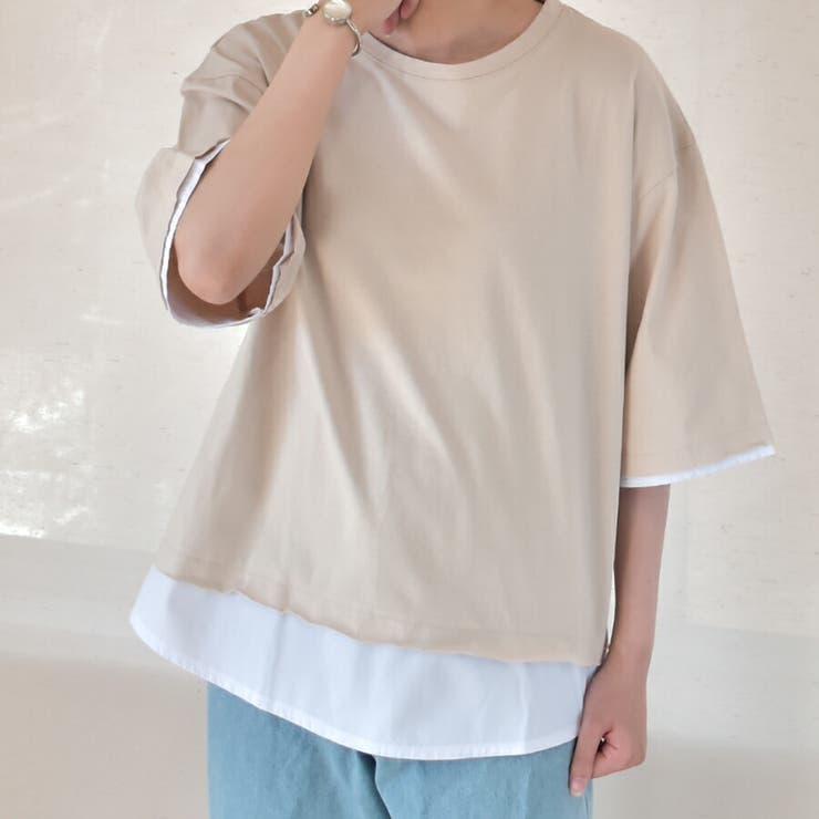 レイヤードTシャツ コットン100％ 綿100%[品番：XL000002181]｜SLENDER
