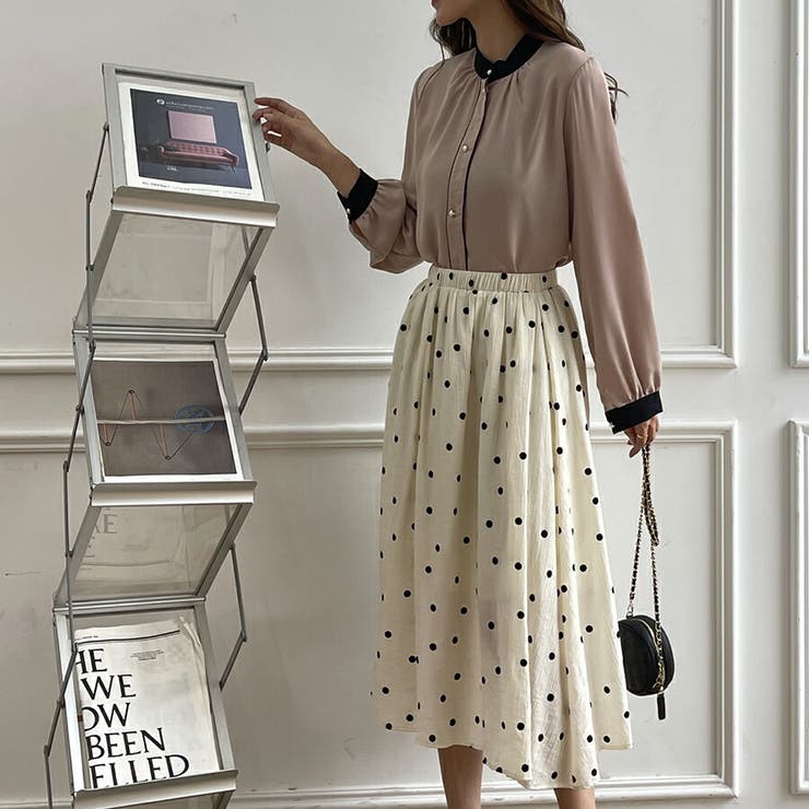 配色バイカラーシャツブラウス オフィスカジュアル おしゃれ | SLENDER | 詳細画像11 