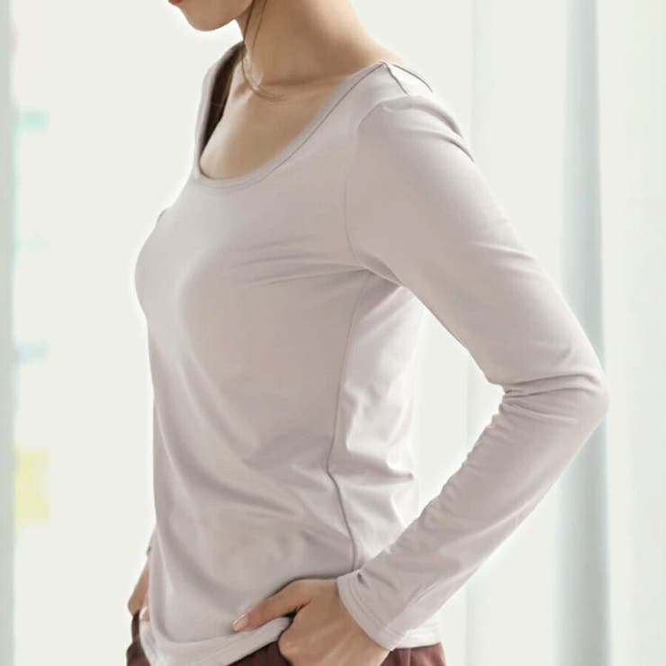 裏起毛Uネック長袖インナー 暖かいトップス 秋冬大活躍アイテム | SLENDER | 詳細画像5 