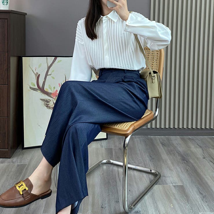 フロントタックシャツ シンプル 重ね着[品番：XL000002063]｜SLENDER