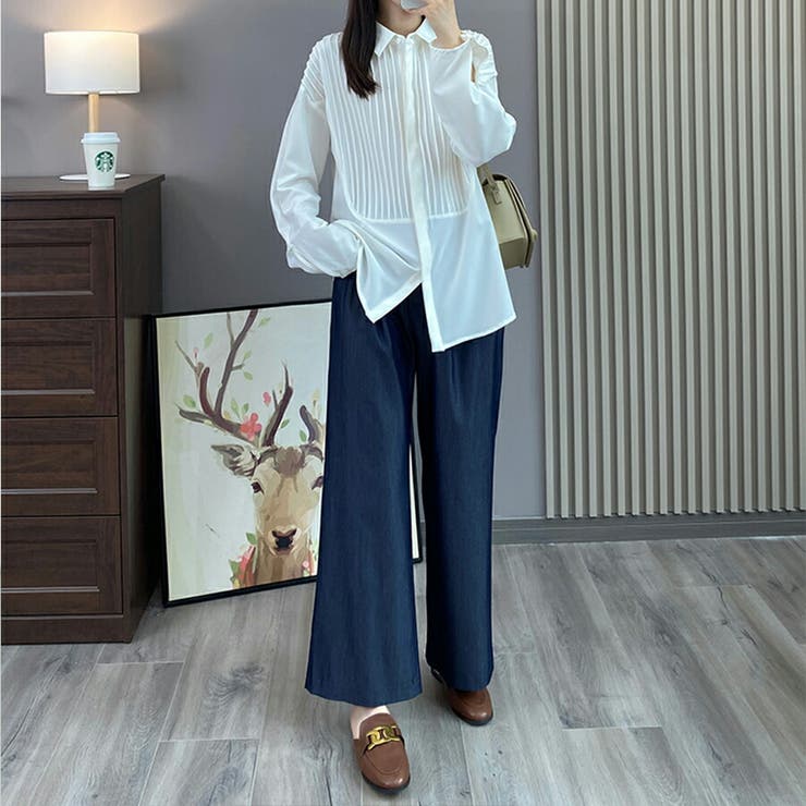 フロントタックシャツ シンプル 重ね着[品番:XL000002063 フロントタックシャツ シンプル 重ね着[品番:XL000002063