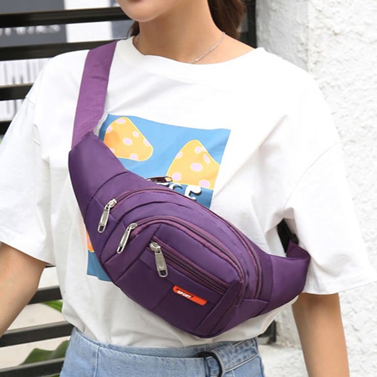 パープル | 撥水加工 ボディバッグ ウエストポーチ | SLENDER