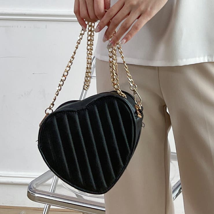 ブラック | ハートキルティングチェーンバッグ ショルダーバッグ チェーンバッグ | SLENDER