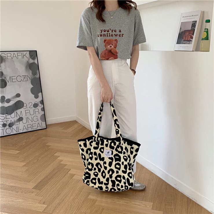 豹柄 バッグ トートバッグ ユニセックス レオパード キャンバス