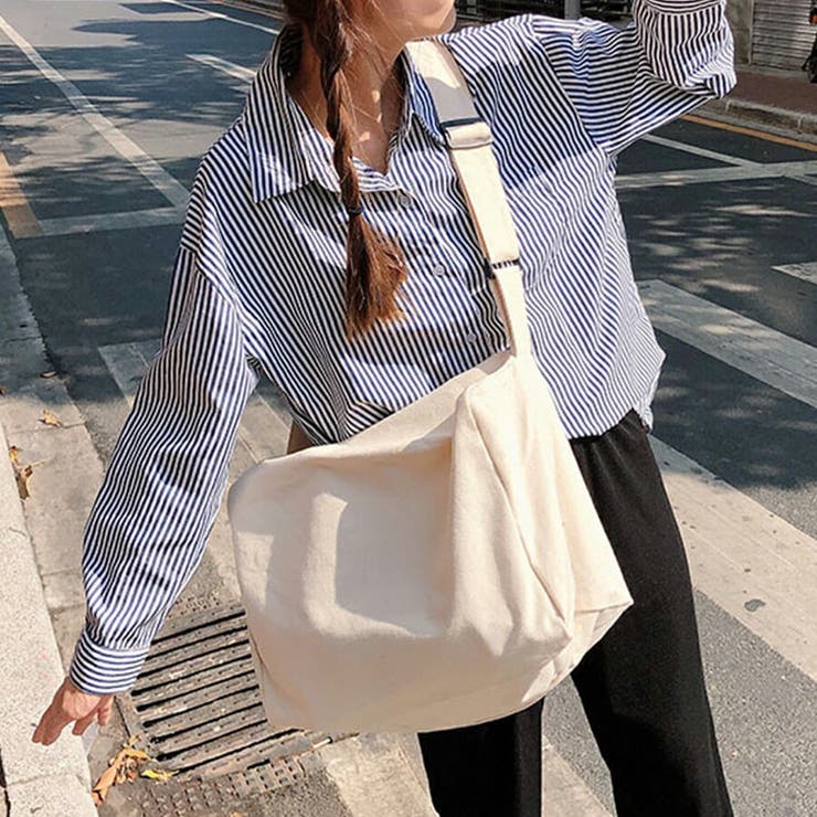 ホワイト | キャンバスショルダーバッグ マザーズバッグ シンプル | SLENDER