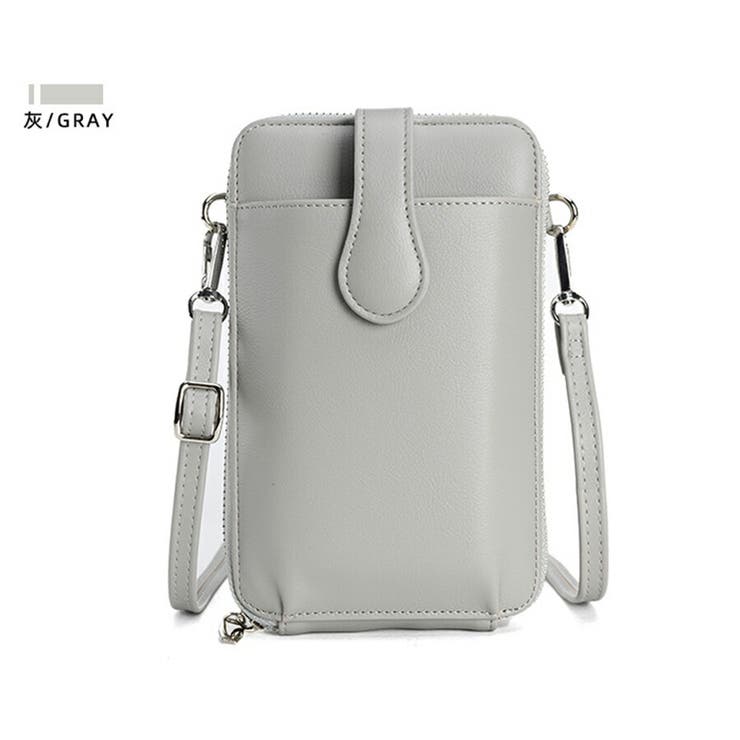 グレー | お財布スマホショルダー 無地 スマホケース | SLENDER