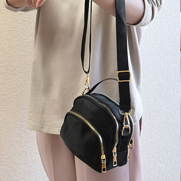 撥水加工 ナイロン2wayミニショルダーバッグ 小物収納[品番 撥水加工 ナイロン2wayミニショルダーバッグ 小物収納[品番