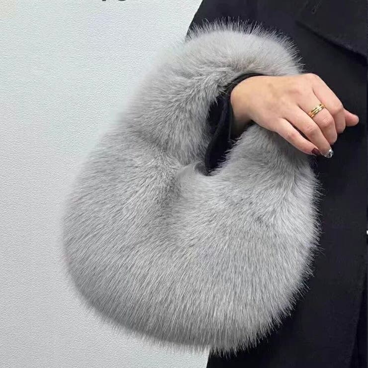 グレー | アニマルファー ハンドバッグ ふわふわ | SLENDER