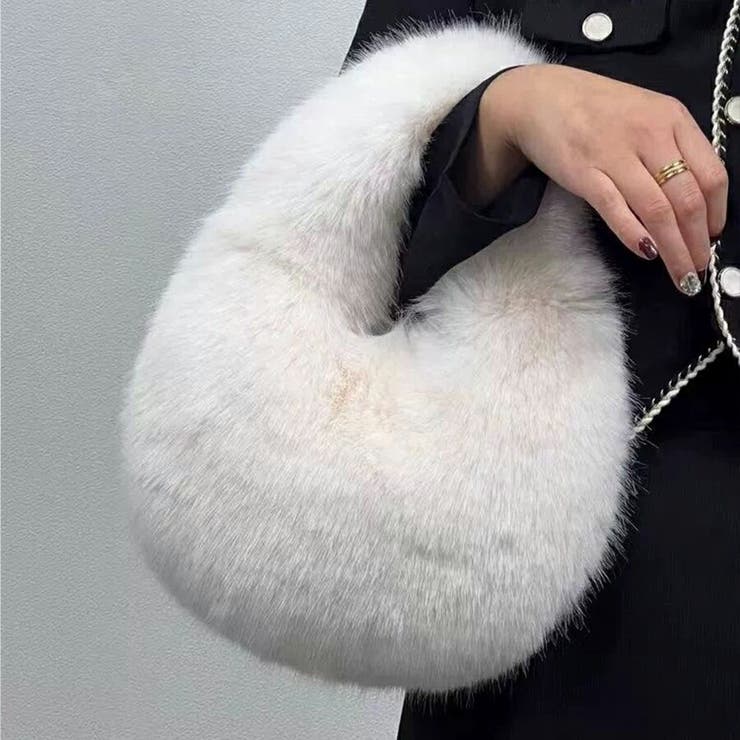 ホワイト | アニマルファー ハンドバッグ ふわふわ | SLENDER