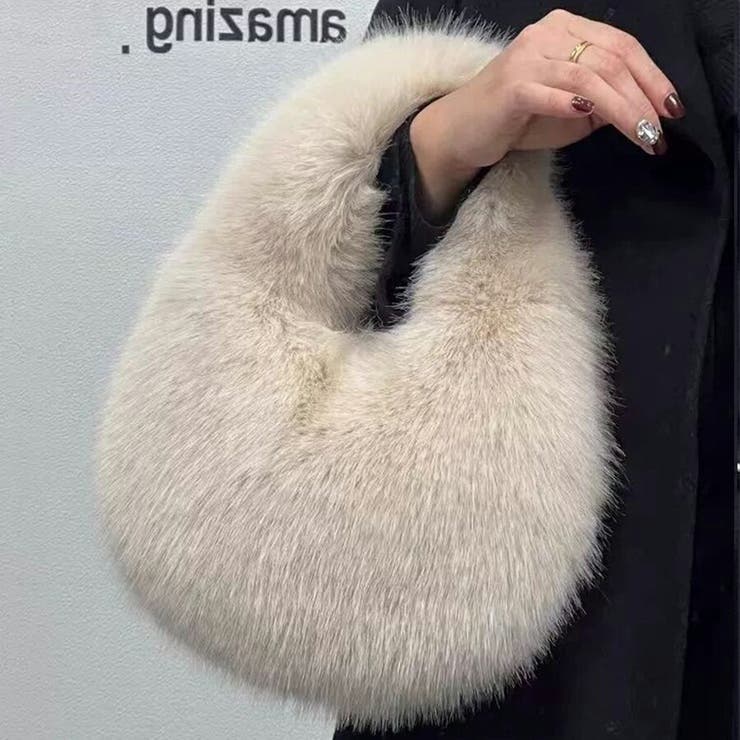 ベージュ | アニマルファー ハンドバッグ ふわふわ | SLENDER