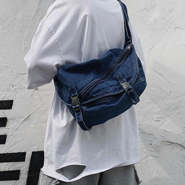 RRL デニム ショルダーバッグ 男女兼用 RRL ダブルアールエル デニム&レザーフラップショルダーバッグ