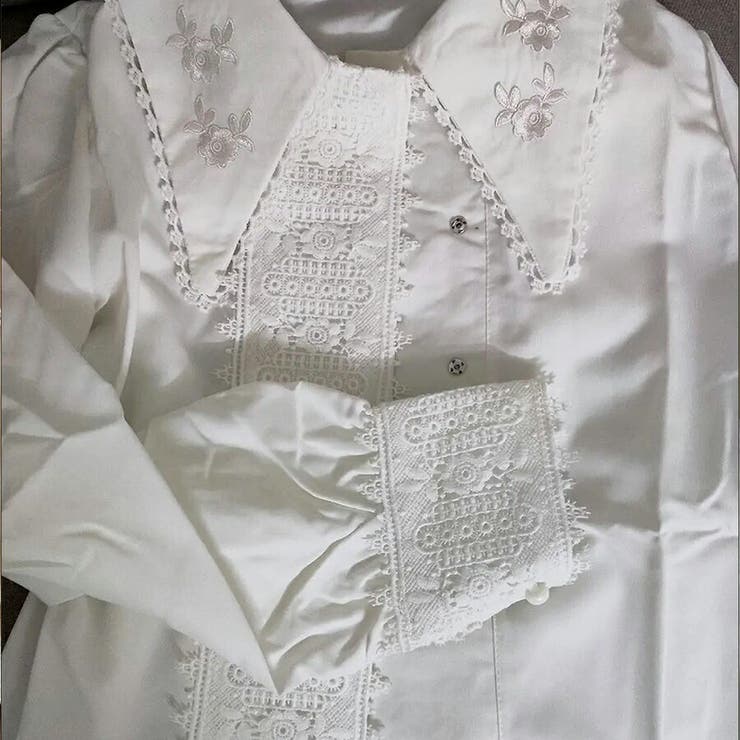 レース刺繍デザイン長袖ブラウス おしゃれ 個性的 | SLENDER | 詳細画像3 