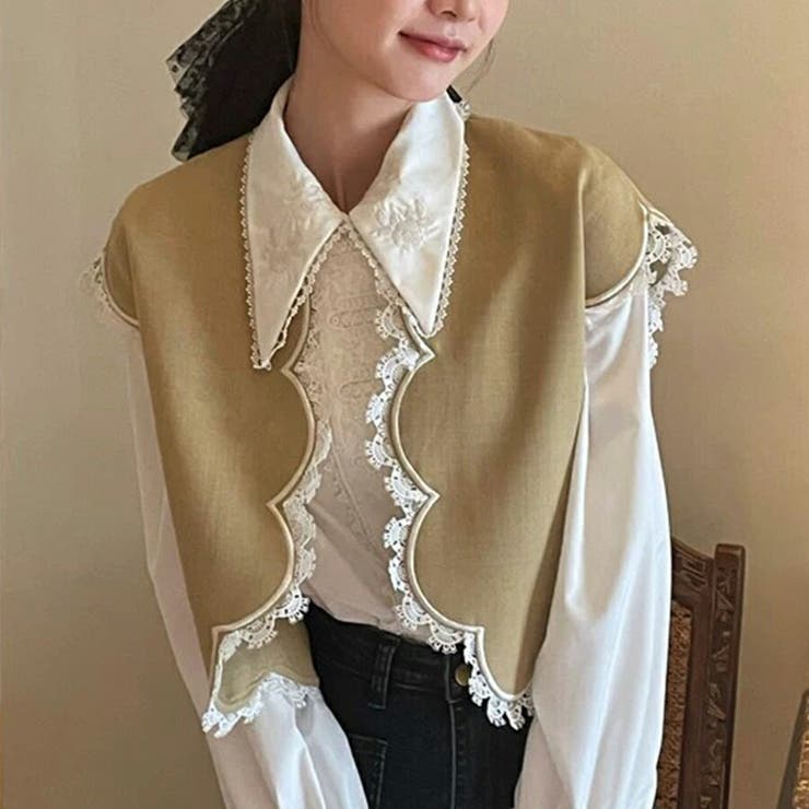 レース刺繍デザイン長袖ブラウス おしゃれ 個性的 | SLENDER | 詳細画像4 