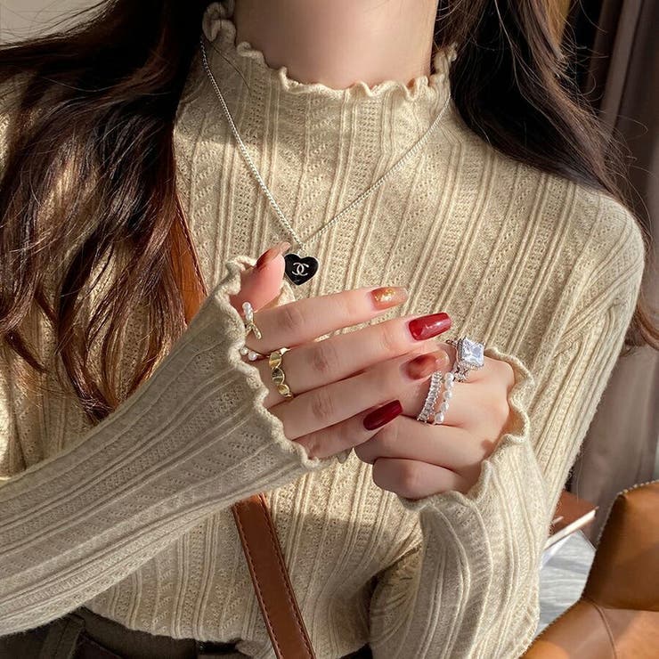 プチハイネック長袖ニットソー インナーニット 重ね着 | SLENDER | 詳細画像4 