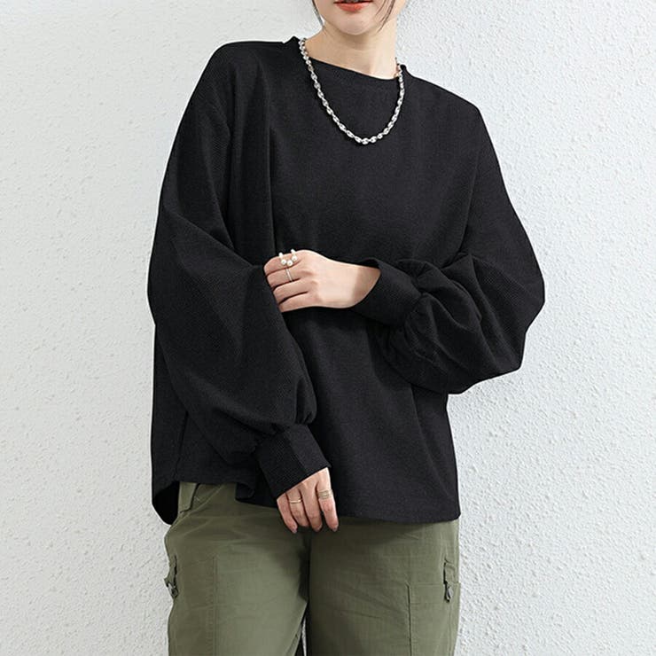【海外 正規品】 オーバーサイズワッフルカットソー 重ね着 レイヤード[品番 トップス