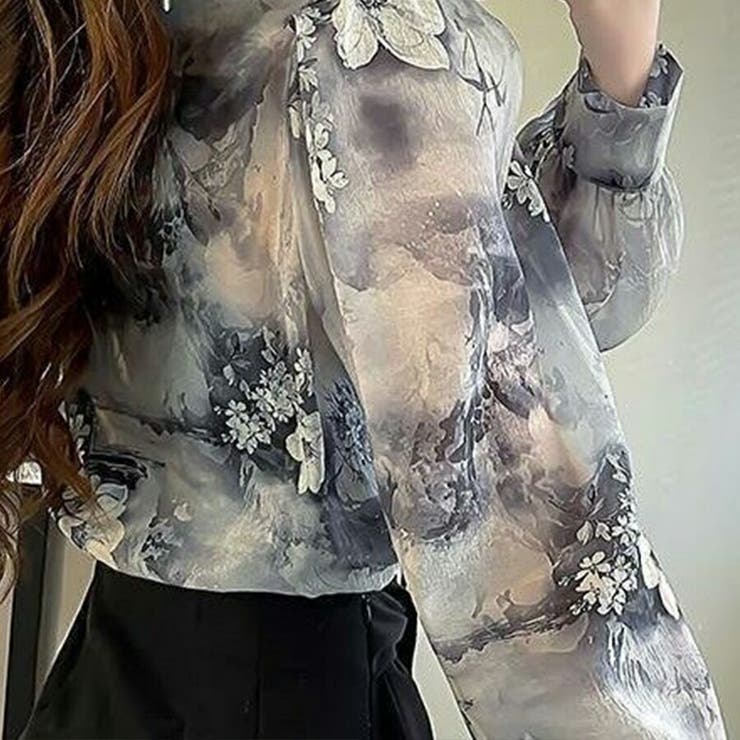 チャイナ風シアーデザインブラウス 存在感抜群 おしゃれ | SLENDER | 詳細画像3 