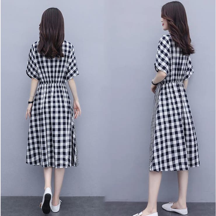 ウエストギャザー チェックワンピース カジュアル 品番 Xl Slender スレンダー のレディースファッション通販 Shoplist ショップリスト