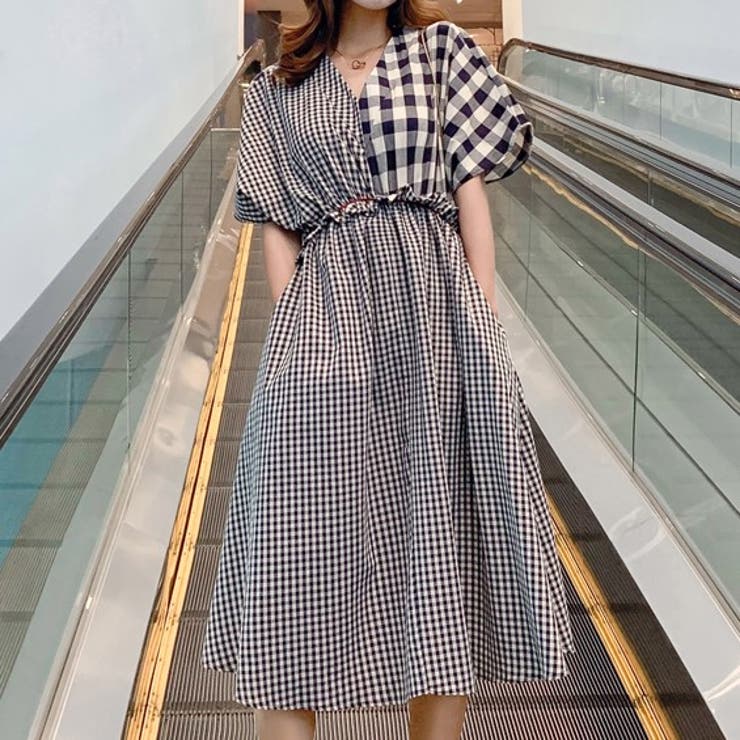 ウエストギャザー チェックワンピース カジュアル 品番 Xl Slender スレンダー のレディースファッション通販 Shoplist ショップリスト