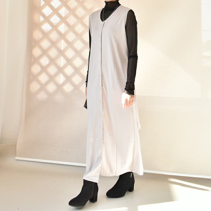 フレンチスリーブワンピース シンプル 重ね着[品番：XL000002164