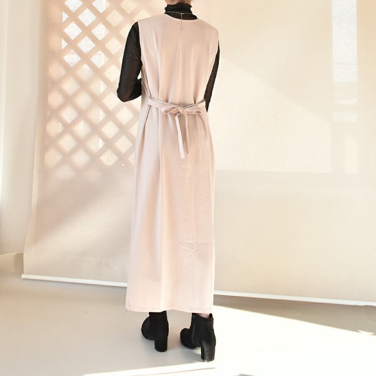 フレンチスリーブワンピース シンプル 重ね着[品番：XL000002164