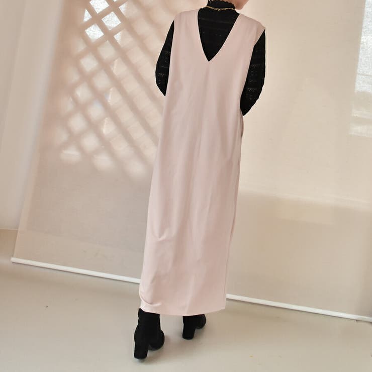 美品】ラウンジドレス Vネックチュニックワンピース 2way 袖スリット