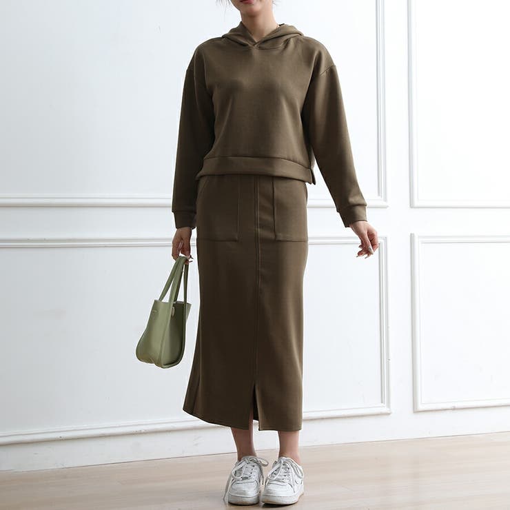 【特別訳あり特価】 セットアップ スカートセット[品番：XL000002891 パーカー レディースウェア