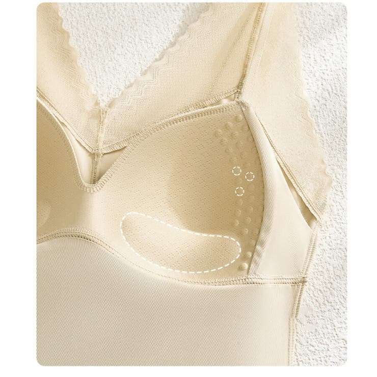 レースサテンVネックブラトップ カップ付き ナイトブラ | SLENDER | 詳細画像7 