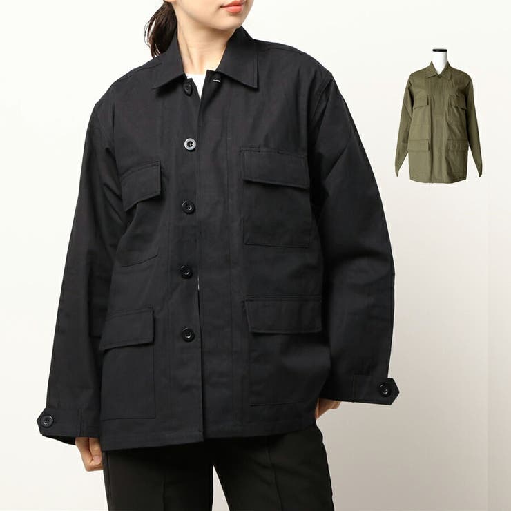 人気商品ランキング ミリタリーシャツジャケット ゆったり 無地[品番：XL000002040 ジャケット・アウター