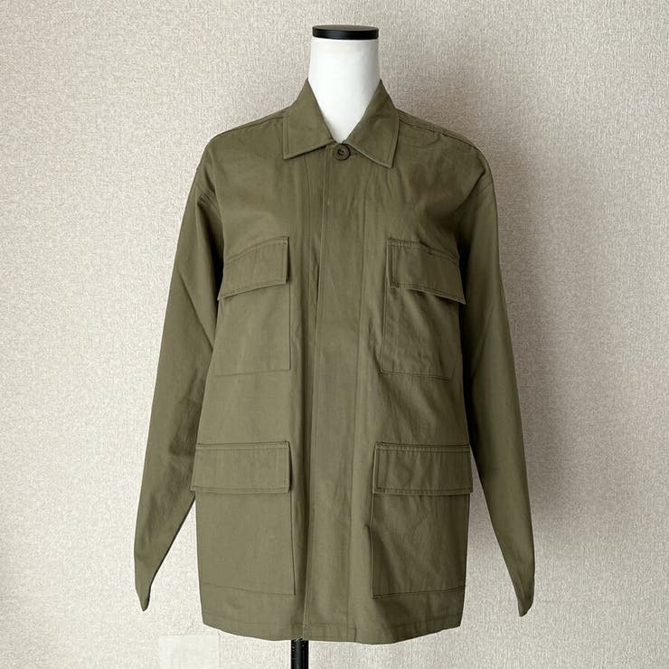 ミリタリーシャツジャケット ゆったり 無地[品番：XL000002040