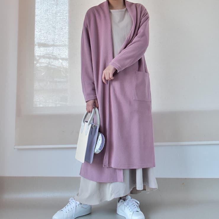 ピンク | ロングカーディガン コットン素材 冷え性対策 | SLENDER
