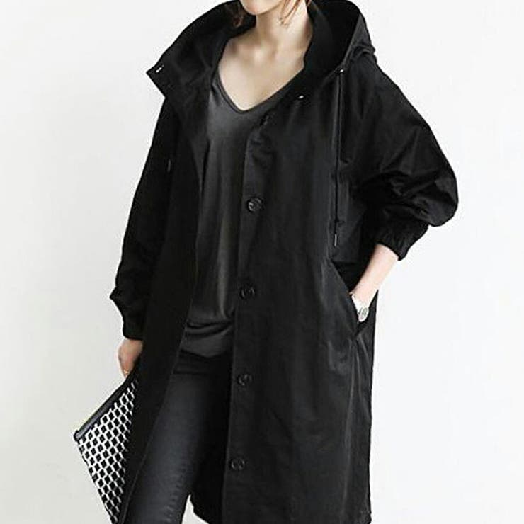 ブラック トレンチコート フード付き-モンクレール MONCLER アウター