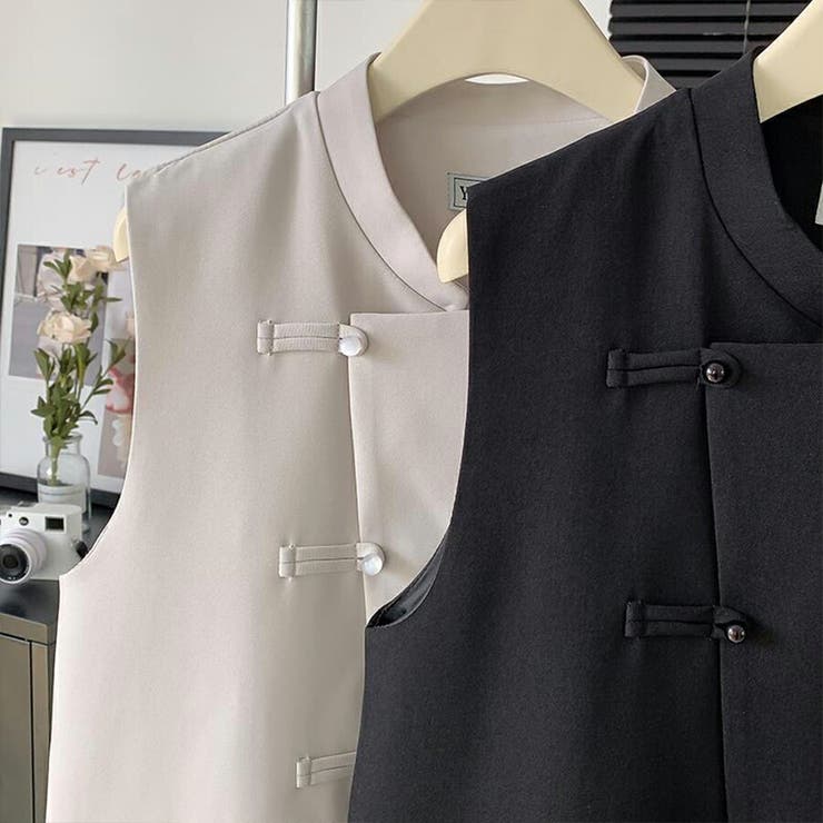 チャイナボタン風ジレ ジャケット ベスト | SLENDER | 詳細画像2 