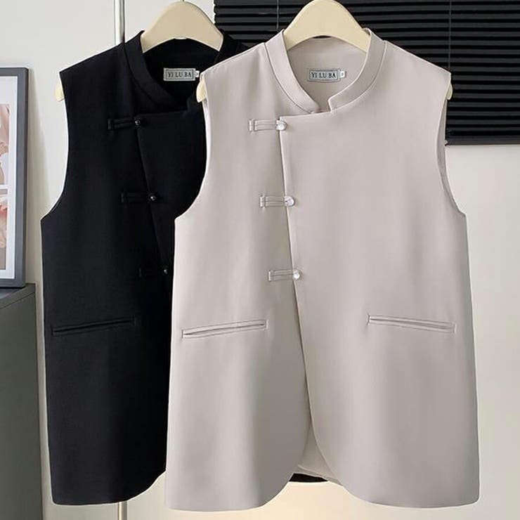 チャイナボタン風ジレ ジャケット ベスト | SLENDER | 詳細画像3 