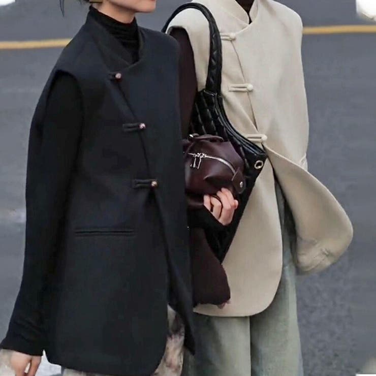 チャイナボタン風ジレ ジャケット ベスト | SLENDER | 詳細画像5 