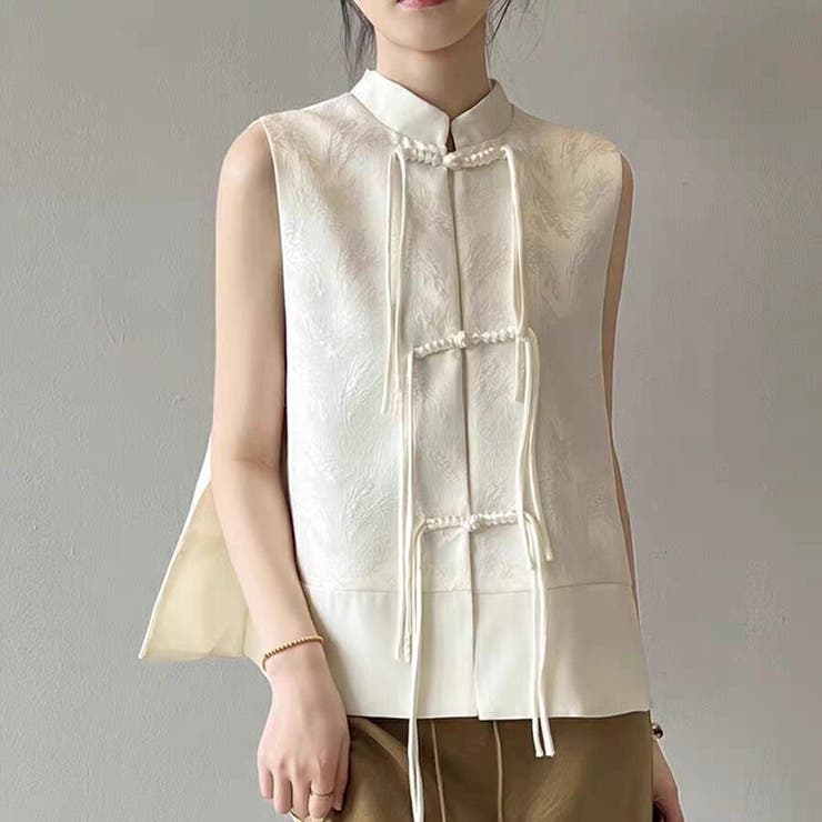 チャイナ風デザインベスト 中華風 個性的[品番：XL000003397