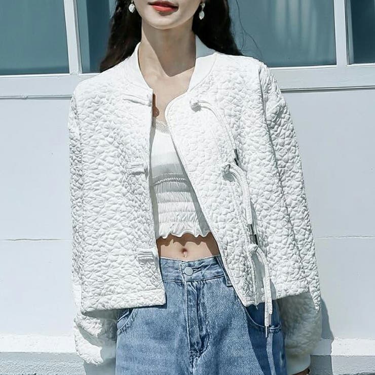 チャイナボタンデザインブルゾン くしゅくしゅ 立体 | SLENDER | 詳細画像1 