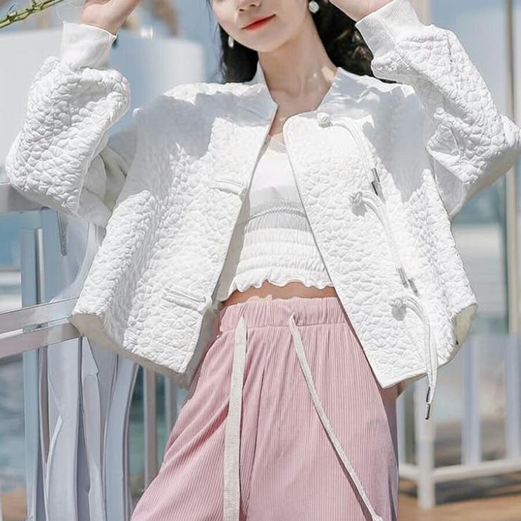 チャイナボタンデザインブルゾン くしゅくしゅ 立体 | SLENDER | 詳細画像5 